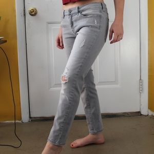 Banana Republic Skinny-Fit Gray Distressed Jeans